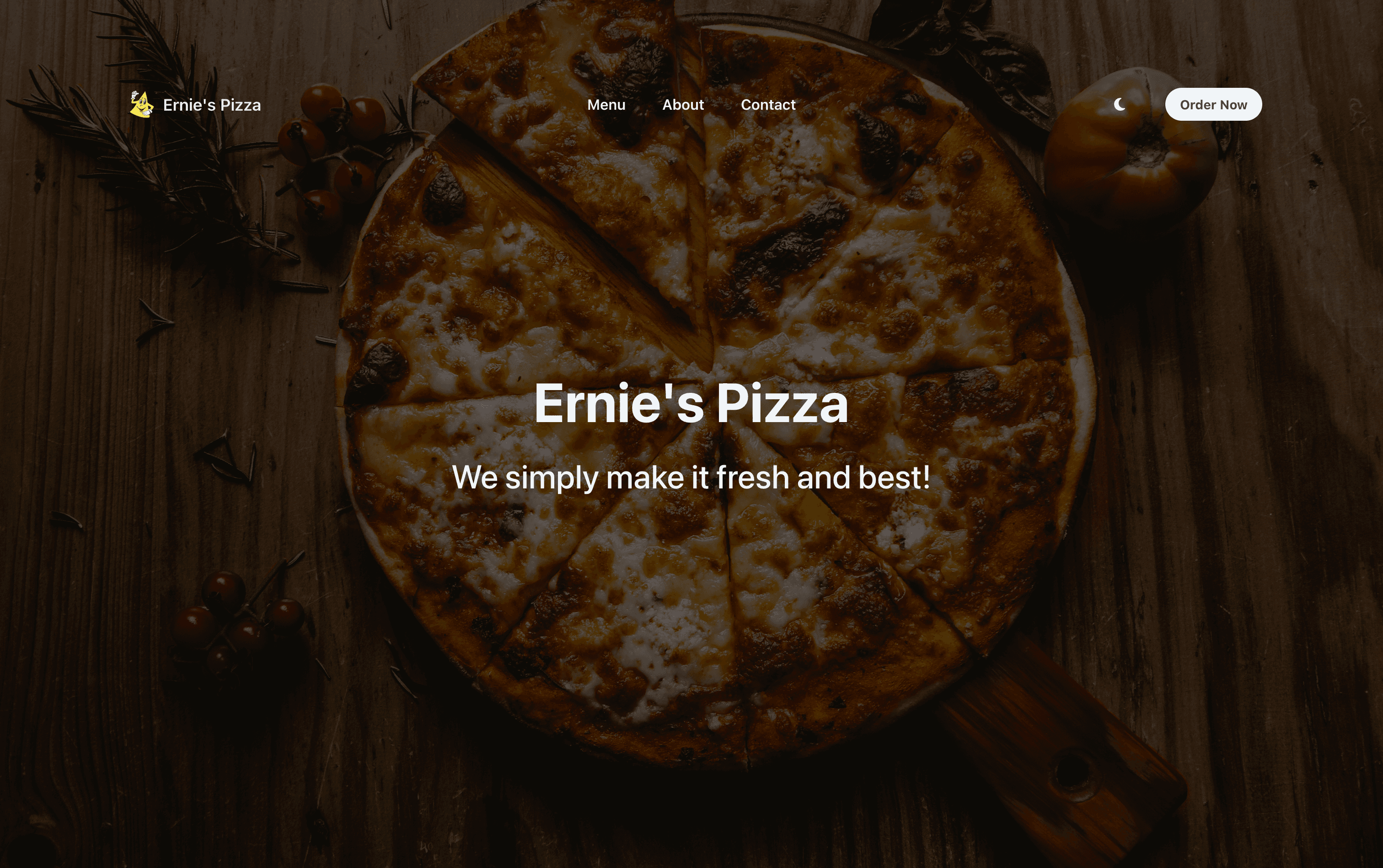 Ernie's Pizza homepage