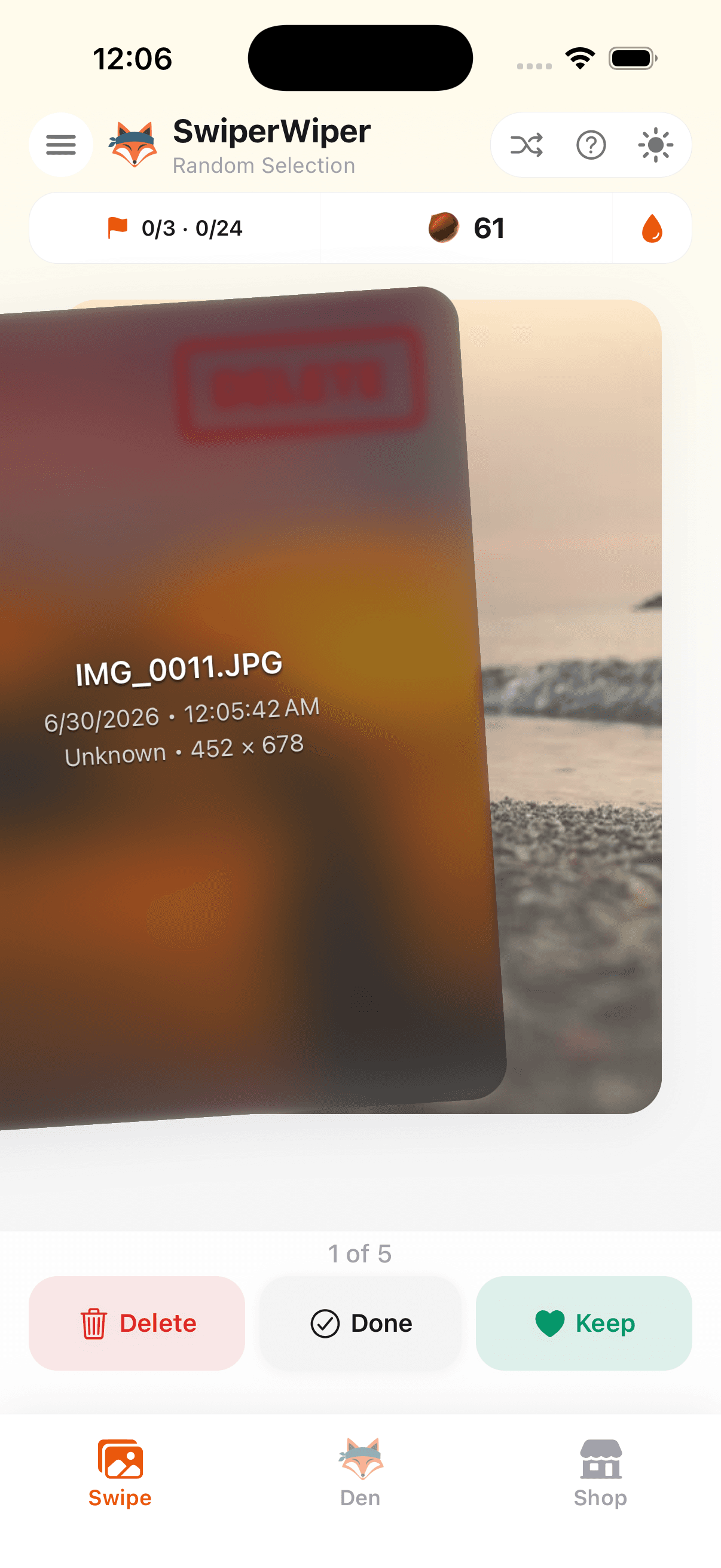 SwiperWiper app screenshot